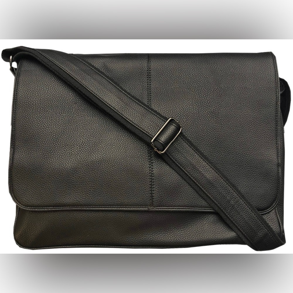 K. Carroll Vegan Leather Black Pebbled Messenger Bag, NWT.